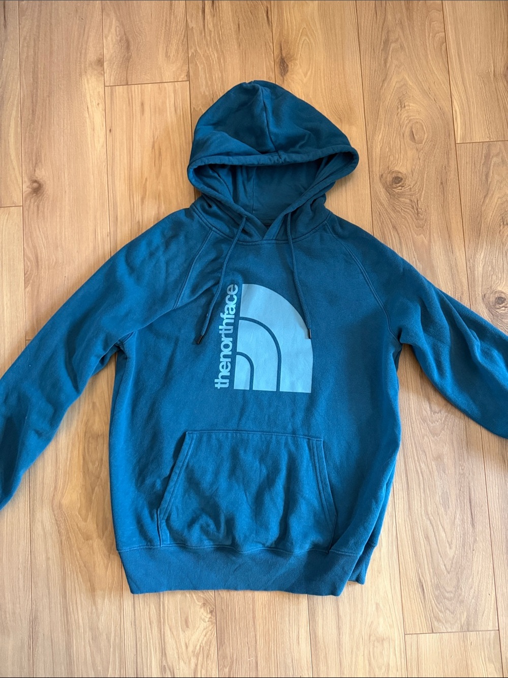 The North Face Teal Pullover Hoodie with Light Blue Logo